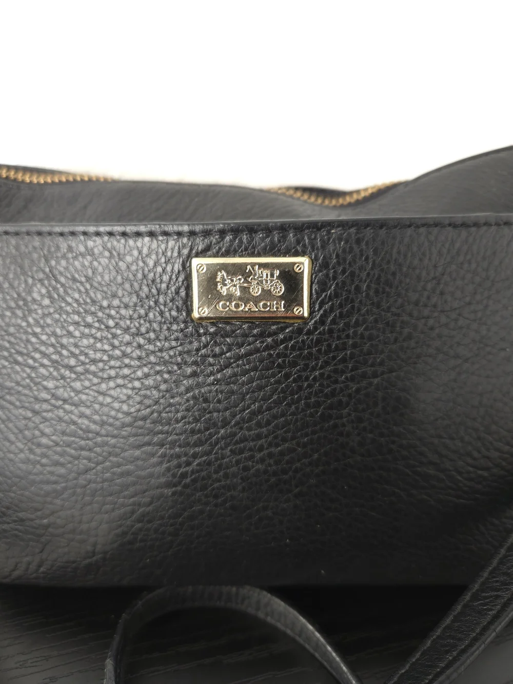 Coach Vintage Black Pebbled Leather Crossbody with Gold Hardware